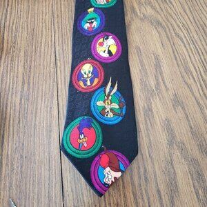 Loony Tunes Mania 90's Character Black 4 Inch Wide Necktie